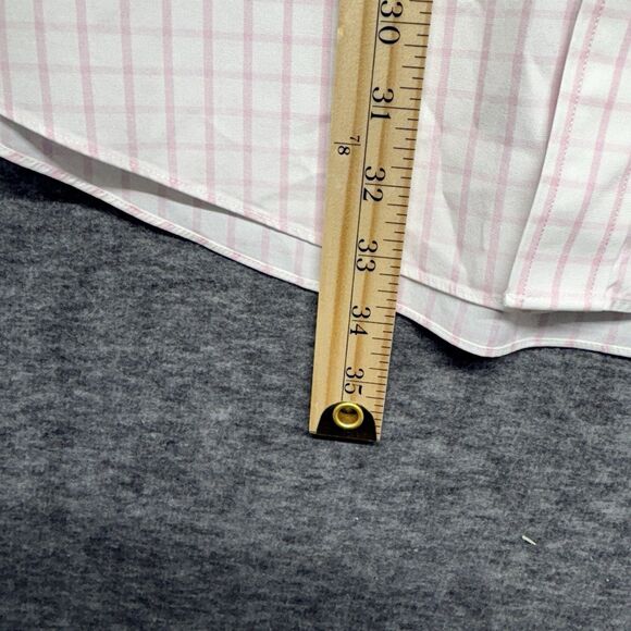 Brooks Brothers Madison cotton pink white checks button down Size XL 17.5-35 - Picture 6 of 7